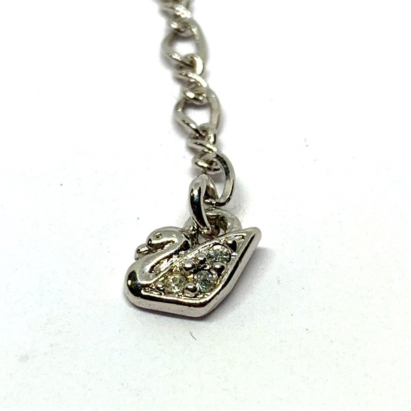 Swarovski Signed Swan Round Clear Crystal Slide Pendant Silver Tone Necklace - Picture 3 of 5